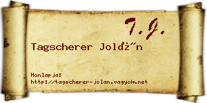 Tagscherer Jolán névjegykártya